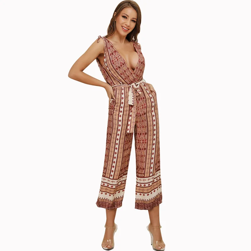 Sexy Club Jumpsuits Backless Jumpsuit High Waist Roupas Feminina V Neck Fashion Nova Woman Summer Women Clothing 2019 Bandage