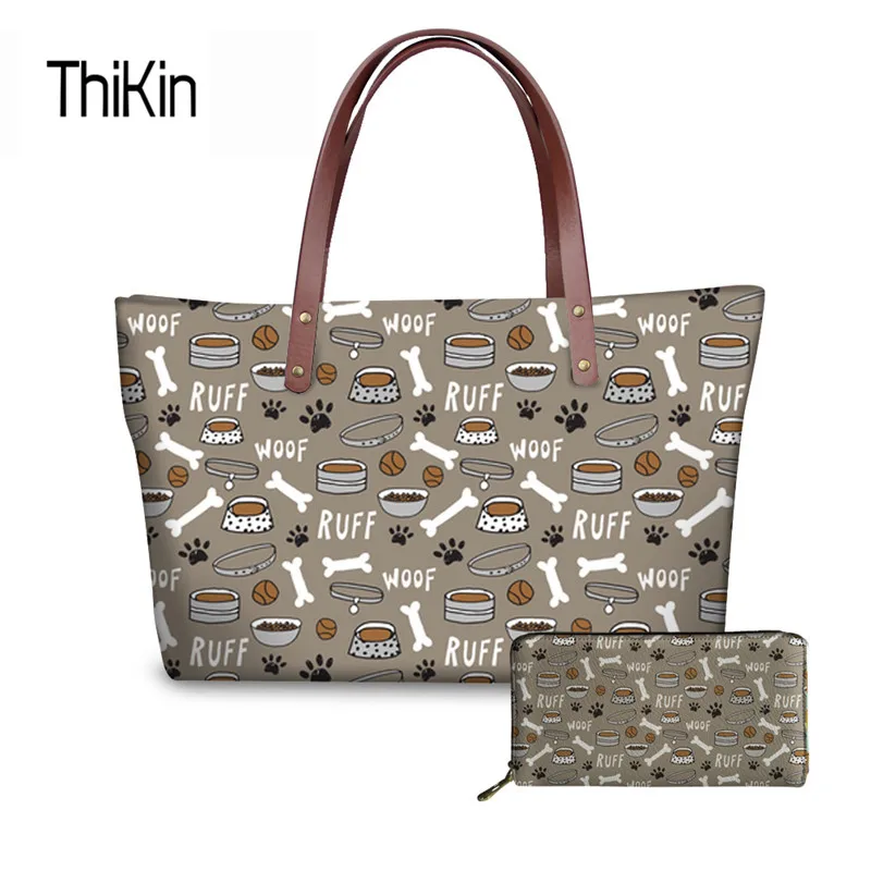 

THIKIN Fashion Women's Bag Casual Messenger Bags For Ladies Cute Dog Bone Paw Print Girls Handbags Leisure Summer Shopping Totes