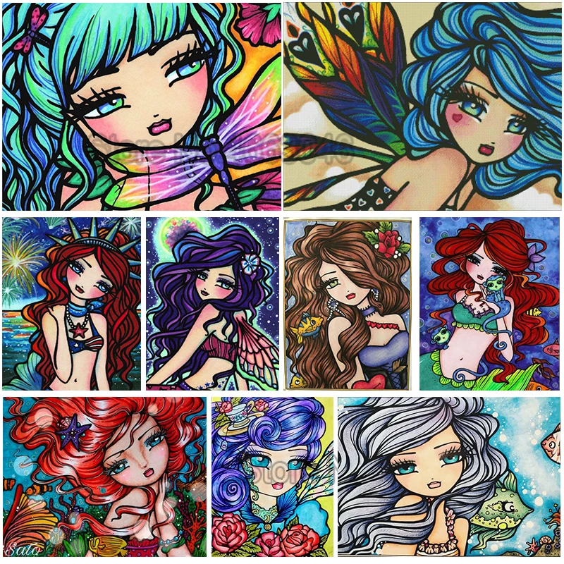 

Cartoon girls flowers full drills 5D diy embroidery pattern mosaic diamond painting crafts 3d cross stitch kits room decors