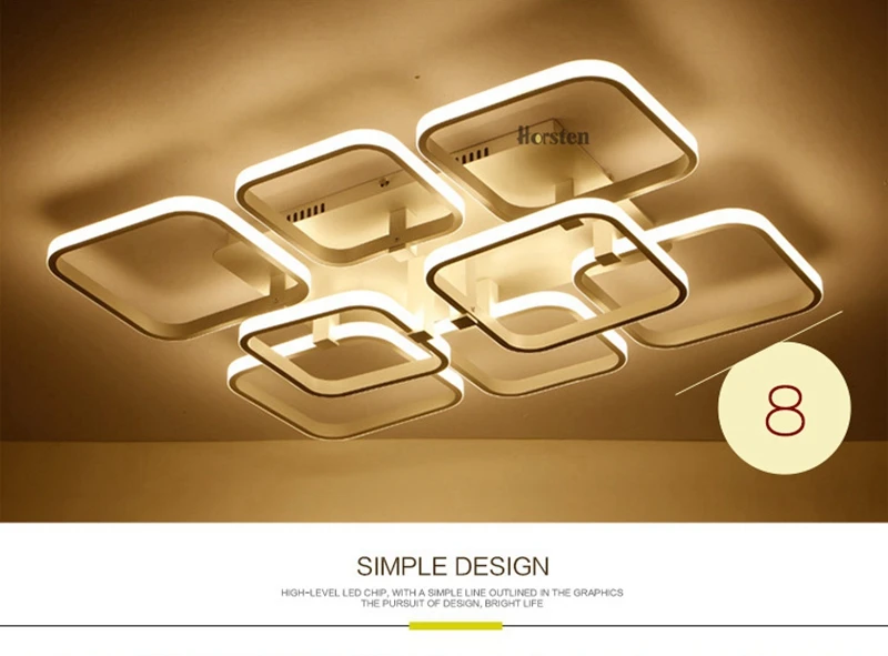 Modern Creative DIY LED Chandelier Lights Aluminum Rectangle Dimmable Ceiling Chandelier Lamp For Living Room Bedroom Home Lighting (8)