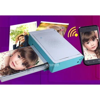 

220V Portable Mini Pocket Photo Printer Wireless Bluetooth Support Android iOS Smartphone Color Printing Blue Print speed 50s
