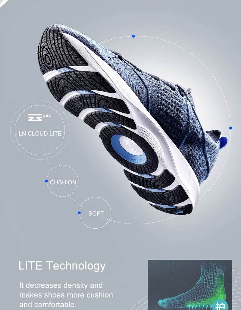 Li-Ning/мужские кроссовки LN CLOUD LITE с подушкой, дышащие спортивные кроссовки с мононитной подкладкой ARHN103 XYP751