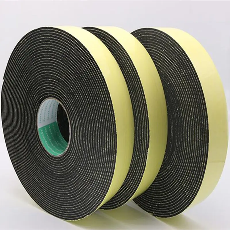 Strong adhesion EVA black sponge foam rubber tape anti-collision seal strip 1, 2, 3mm thick