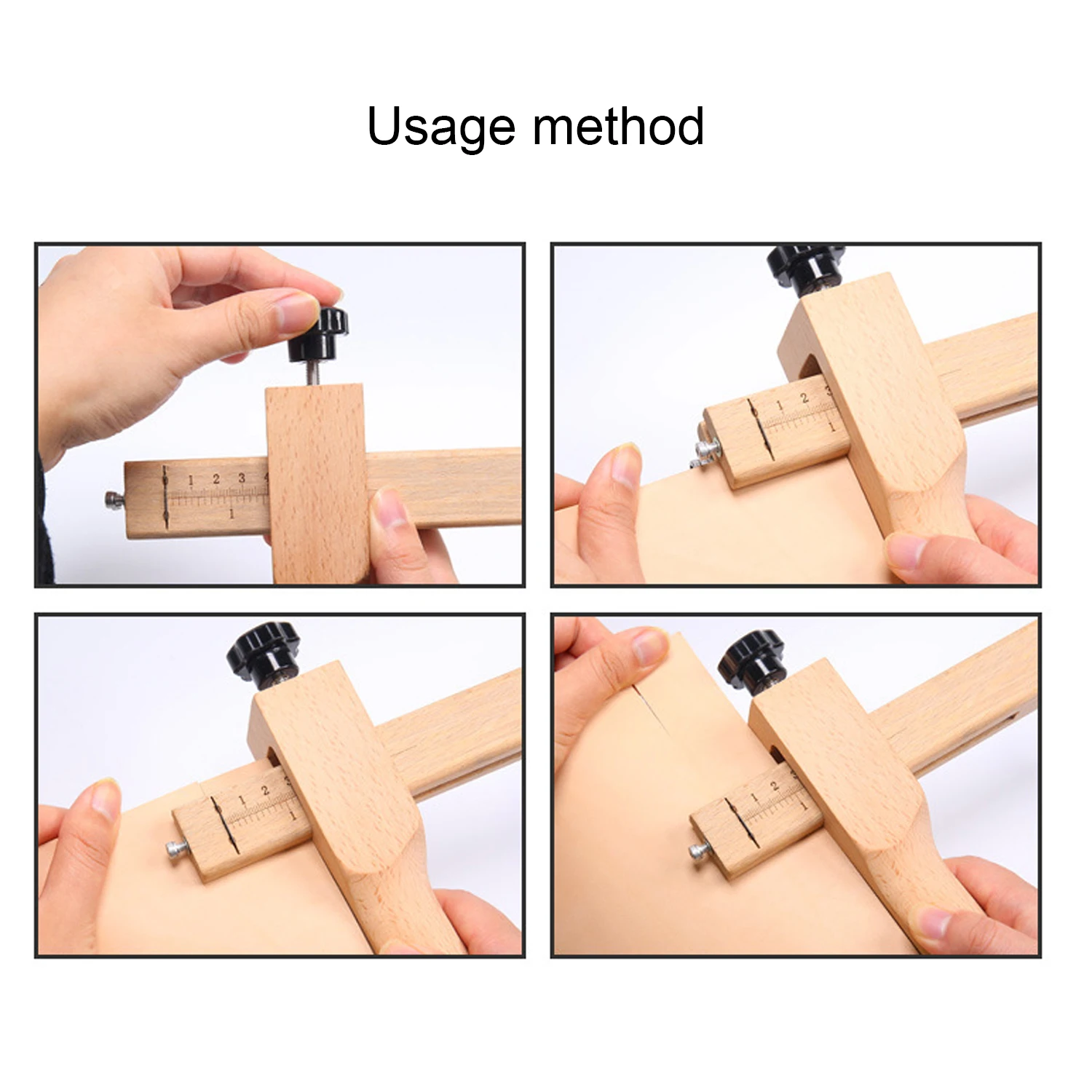 Adjustable Wooden DIY Leather Leathercraft Belt Strap Strips Cutter Cutting Tool with 5PCS Blades f