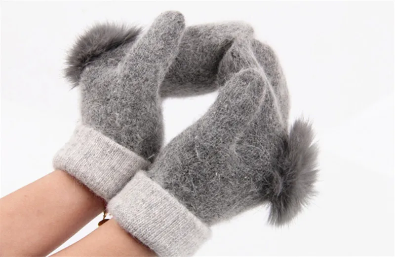 Ygyeeg Новые однотонные кашемир Зимние перчатки Для женщин теплая шерсть трикотажные Прихватки для мангала для Для женщин женские милые