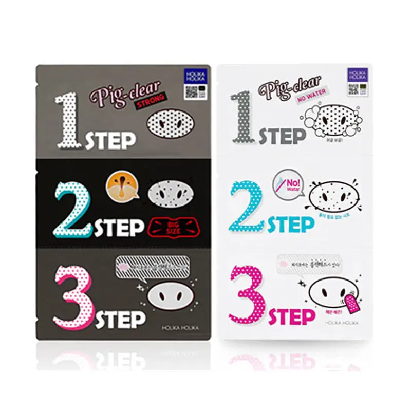HOLIKA Pig Clear Black Head 3 Step набор пластырей Для Очищения Пор Носа носа маска угорь