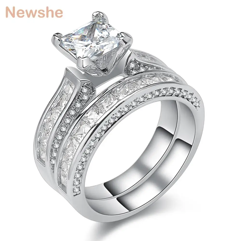 Newshe 本物の 925 スターリングシルバーの結婚指輪 1 25 Ct プリンセスカット a Cz ジュエリー婚約指輪セット Fashion Ring Set Ring Setwedding Ring Set Aliexpress Newshe 本物の 925 スターリングシルバーの結婚指輪 1 25 Ct プリンセスカット a Cz ジュエリー婚約指輪セット Fashion Ring Set Ring Setwedding Ring Set Aliexpress