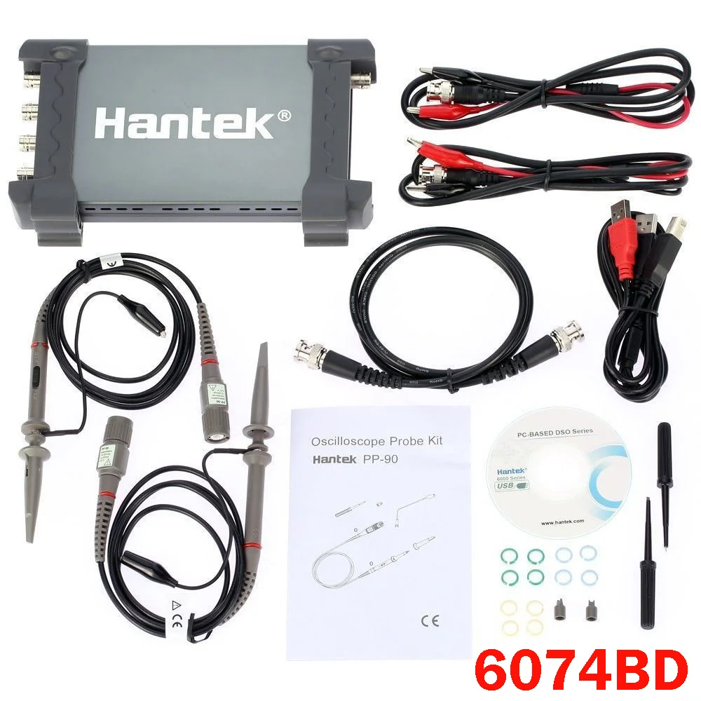 

Hantek 6074BD Digital Oscilloscope 4CH USB PC Handheld 70MHz Oscillograph 1GSa/s Real-time Sampling Rate 64K Promotion