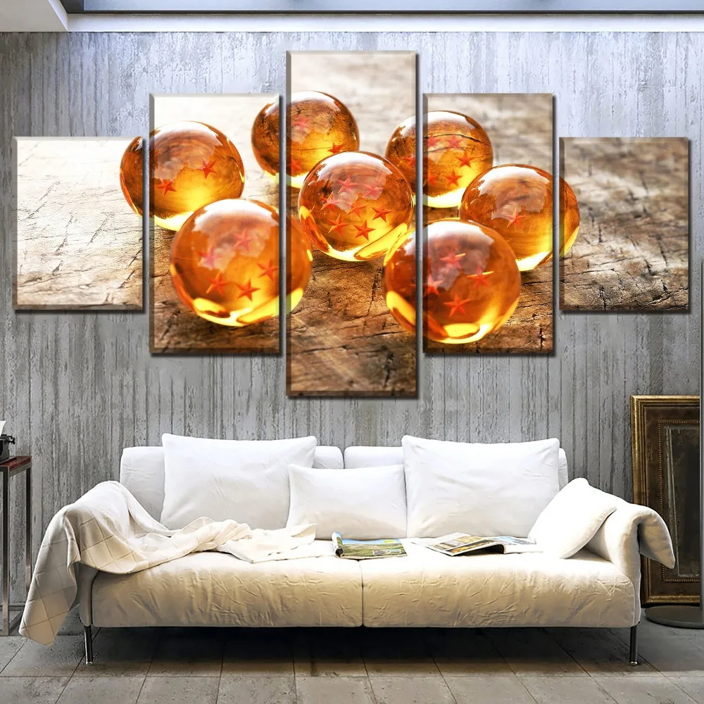 

Modular Picture Framwork 5 Panel Anime Dragon Ball Z Painting The Bead Poster Modern Wall Art Decorative Canvas HD Print Type