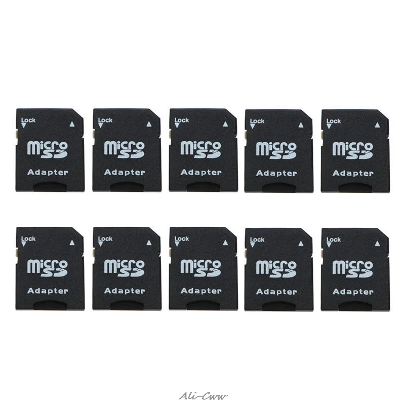 

10Pcs Micro SD TransFlash TF To SD SDHC Memory Card Adapter Converter Black