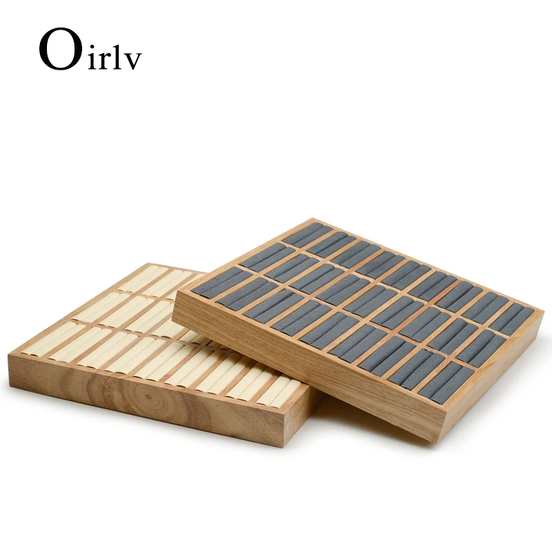 

Oirlv 2018 new arrival beige wooden ring earring finger display with wooden for counter showcase