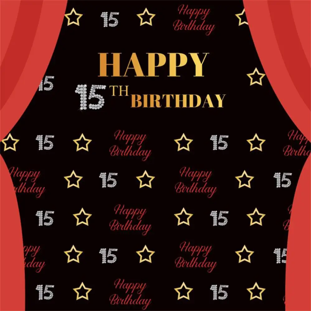 

Photo Backdrops For Photography Happy 15 18 30 35 40 50th Birthday Party Red Curtain Poster Portrait Photocall Photo Backgrounds