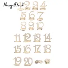 Magideal 20 ピース/ロット mdf 木製テーブル番号 1-20 番号図カードベース結婚式誕生日パーティーフランス