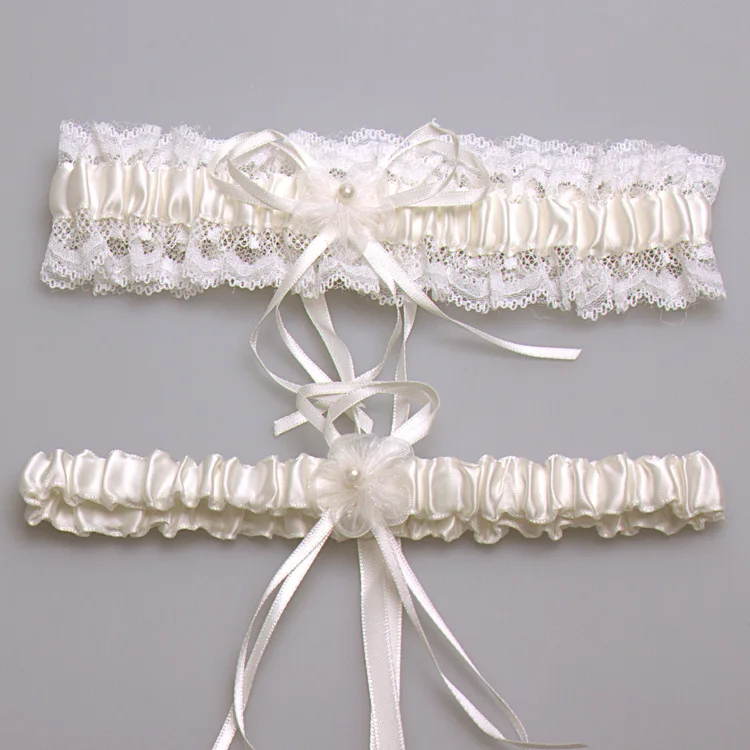 

Ivory Sexy Lace Bowknot Bridal Garter Set Bride Wedding Accessories Leg Garters Belt Women Liga Blue White Pink