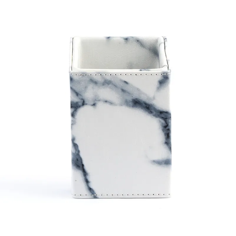 

1Pc PU Marbling Pattern Makeup Brushes Pens Holder Box Portable Cosmetic Pens Storage Box Table Organizer Case
