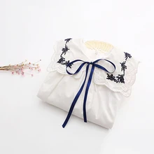 Детская осенняя рубашка детская хлопковая вышитые лук с длинными рукавами белая детская блузка для девочек повседневная школьная детская одежда Высокое качество топ