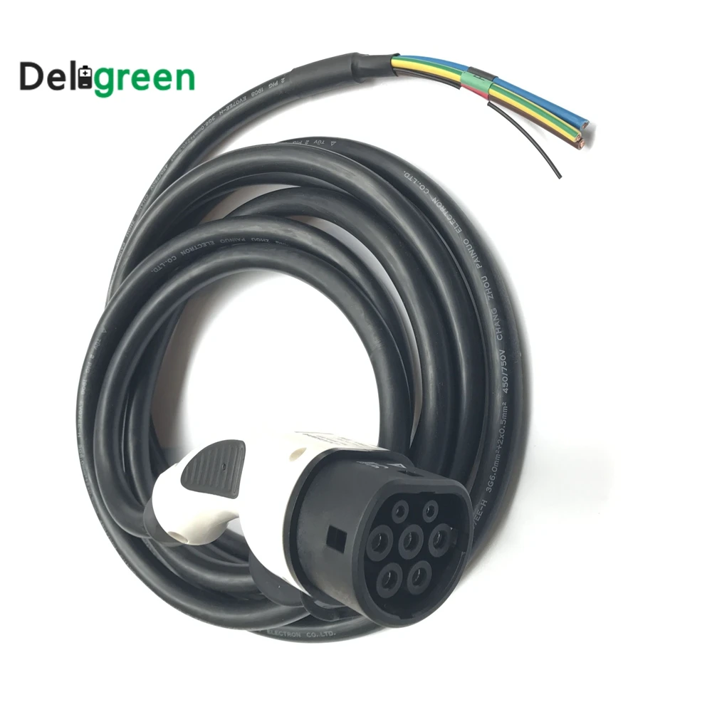 

32A EV side IEC62196-2 Type2 female 415VAC plug 5pcs With 5M Single phase UL Cable In EV charging Cable Connectors