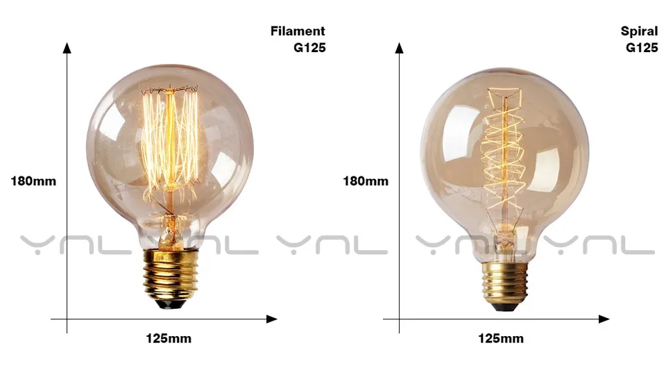YNL Edison лампа E27 220 В 40 Вт T10 ST64 A19 T45 G80 G95 G125 накаливания свет лампы светильник ing Ретро E27 Светодиодная лампа Эдисона