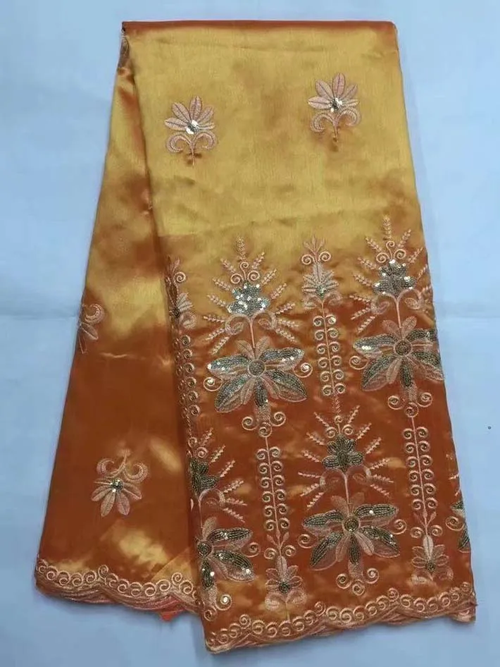 

Embroidery African textiles George fabric 5 Yards orange Swiss Cotton Nigeria lace with wedding Georg dress