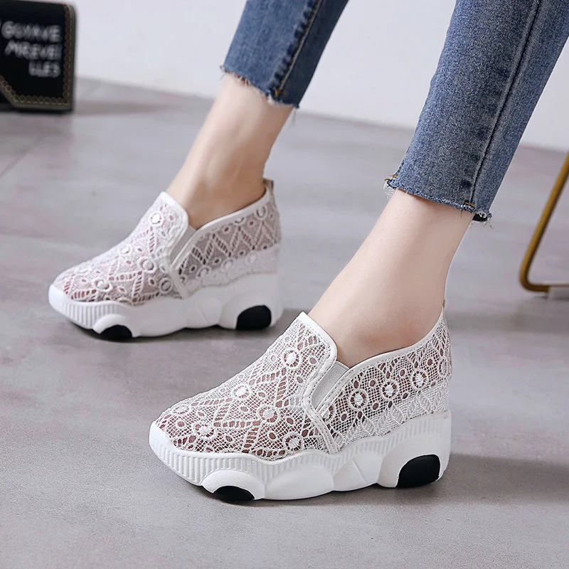 

Vulcanized Casual Shoes Female Breathable Fashion Women Mesh Spring Sneakers Ladies Lace Up Platform