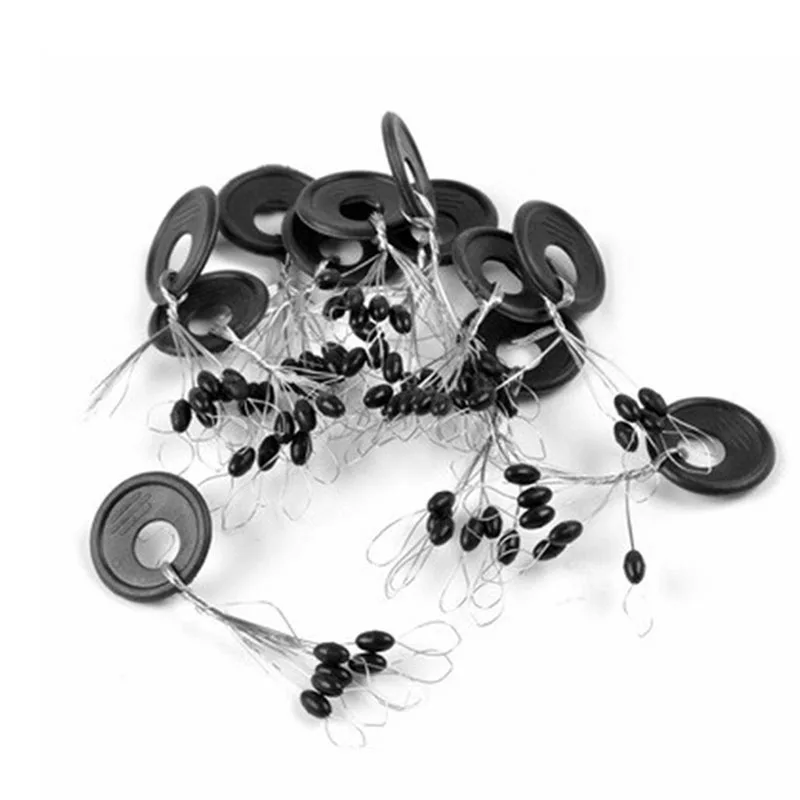 

6 in 1 Oval Black Rubber Fishing Float Fishing Tackle Tool used fixes the stopper slip free on the line