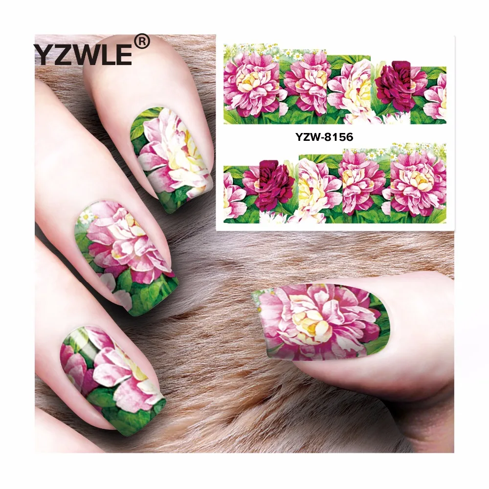 

YZWLE 1 Sheet DIY Decals Nails Art Water Transfer Printing Stickers Accessories For Manicure Salon YZW-8156
