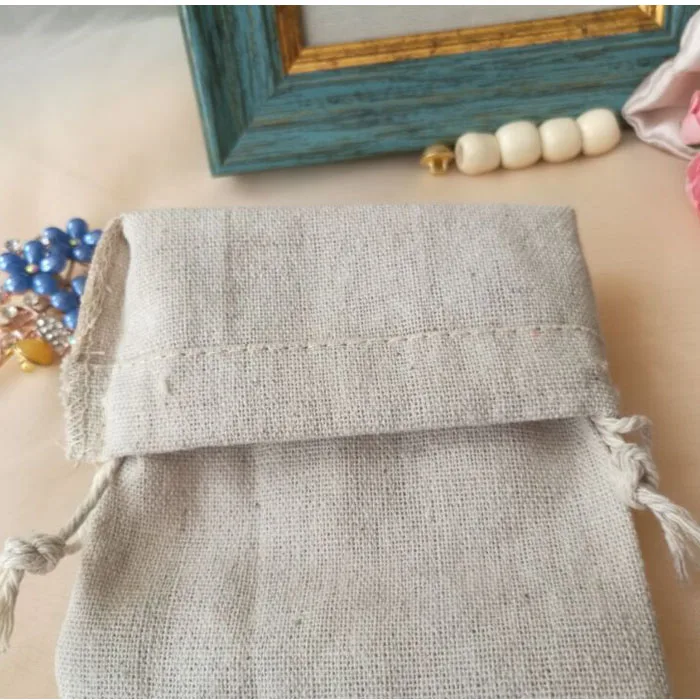 Cotton Linen Favor Bag 8x10cm 9x12cm 10x15cm 13x17cm pack of 50 Makeup Jewelry Gift Packaging Pouch Jewelry Packaging
