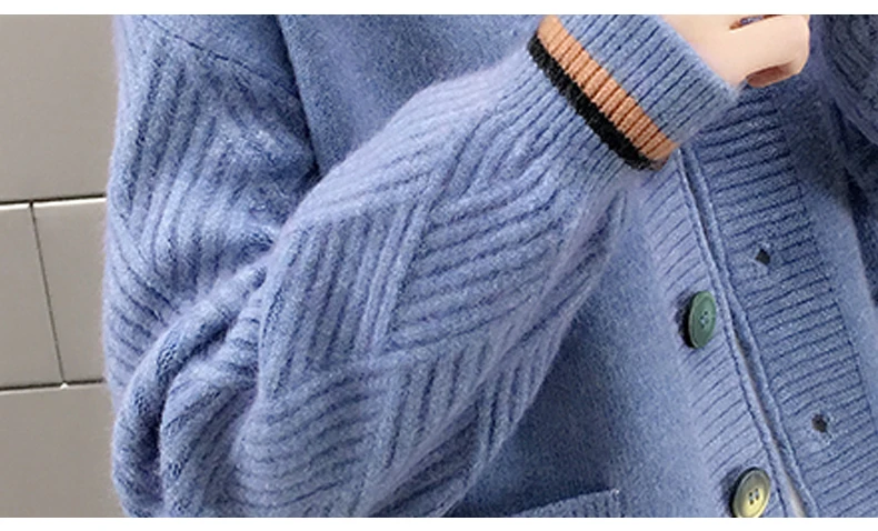 Вязаный женский свитер кардиган длинный рукав свободный простой однотонный прямой низ одежда свитер модный кардиган для женщин