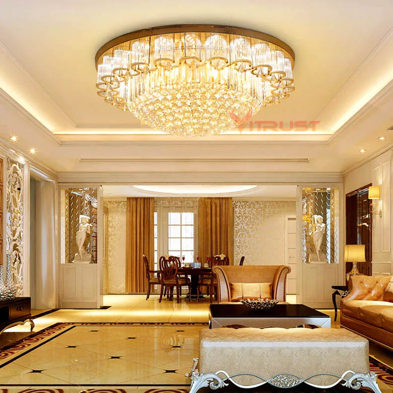 

Gold Crystal Ceiling Light Fixture Crystal fitting for Foyer K9 Crystal Ceiling Lamp Lighting Lustre Free Shipping