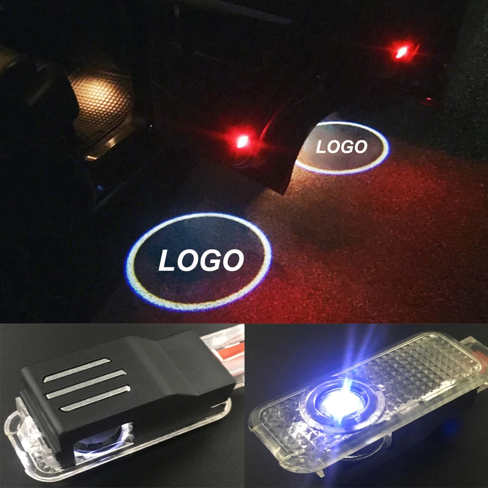 2X Car Door Light For Audi Logo TT A6 C6 A3 A5 A7 Q5 Q7 R8 S4 S5 S6 S7