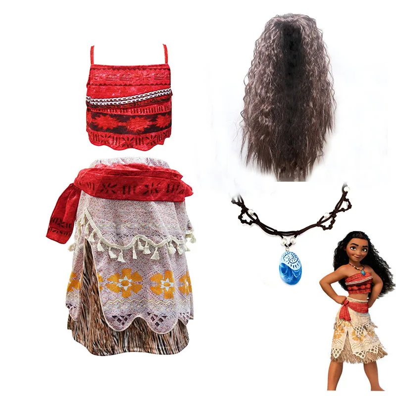 Moana Vaiana/наряд для девочек Детский костюм принцессы для костюмированной вечеринки Детская Классическая Роскошная бальная одежда в стиле «Белль» 3 предмета