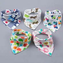 5 шт./лот детские непромокаемые нагрудники треугольные двухслойные хлопковые Мультяшные персонажи животных печати Детские Бандана Нагрудники