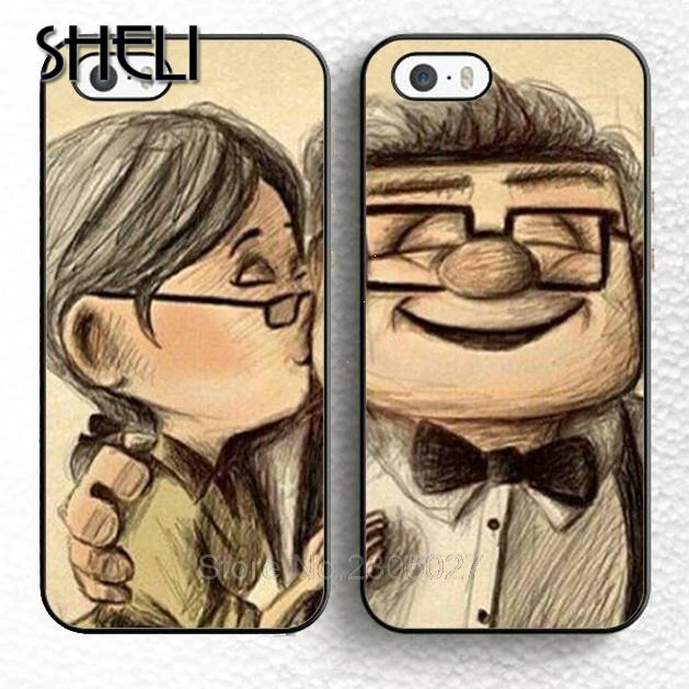 SHELI 2pcs/lot Carl &amp Ellie Up lovers couple phone case For iPhone 5 6s 7 8 plus 11 pro X XR XS max Samsung S7edge S8 S9 S10 |