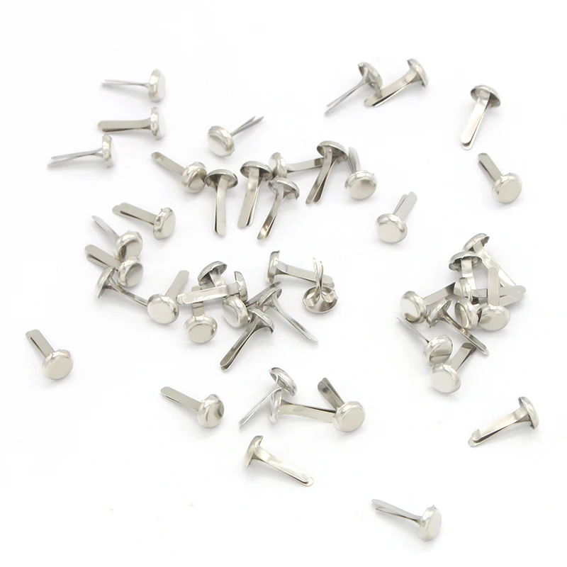 100pcs 6*13mm Silver Iron Round Brads Scrapbooking Embellishment