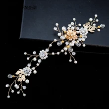 TOPQUEEN HP154 свадебные аксессуары для свадебной прически головные уборы с жемчугом и кристаллами золотого цвета для невесты ювелирные изделия из сплава для волос