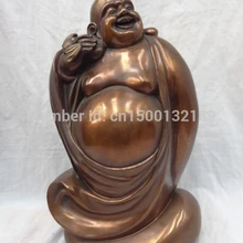 Xd 0028 1" Китайский Чистая Бронзовый Мэни Сумка BAT Стенд Счастливый Смех Статуи Будды Майтреи