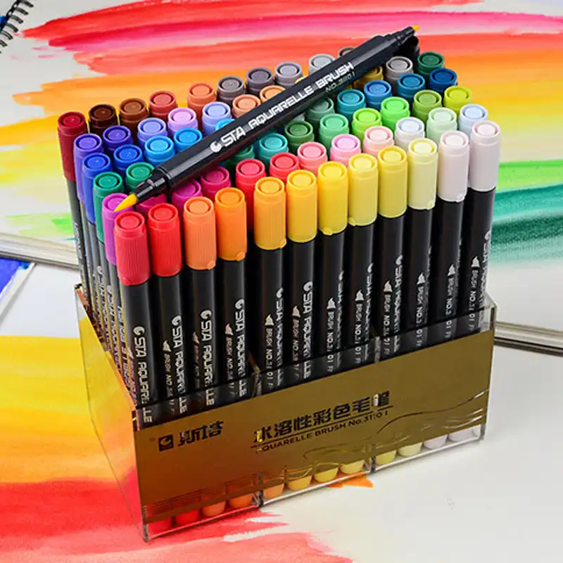 Water based 36 Colors Dual Tips Brush Drawing Pens Watercolor Art Markers Set