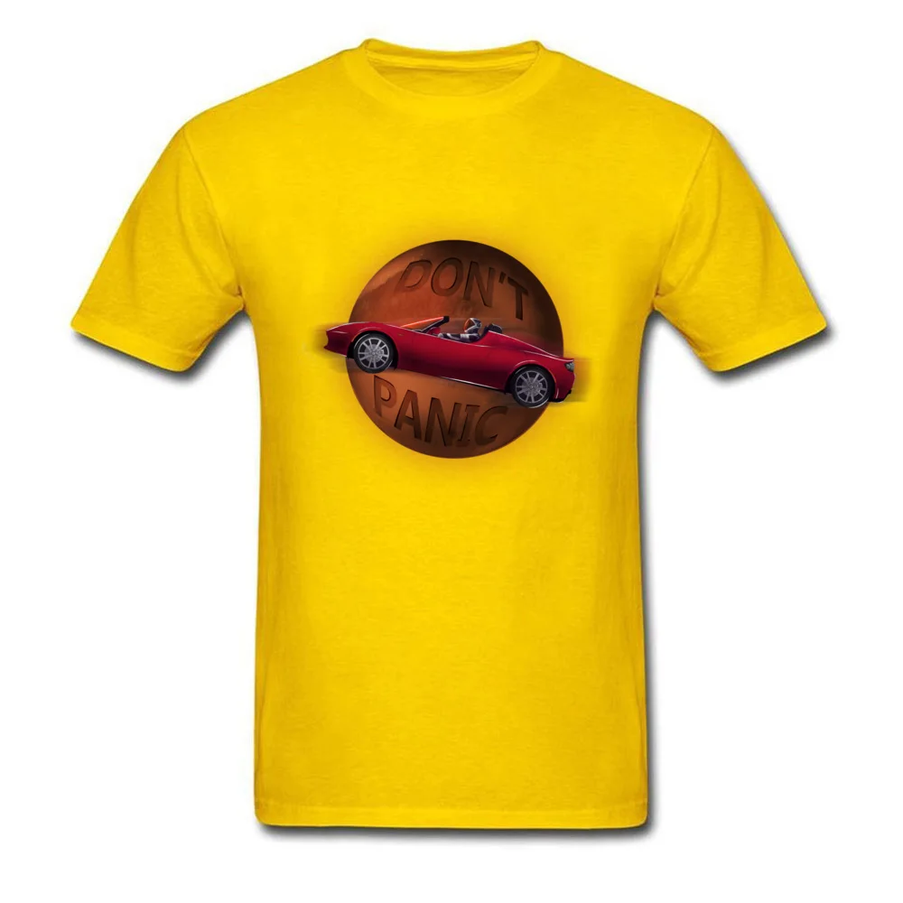 100% Cotton Fabric Boy Short Sleeve Starman Dont Panic Top T-shirts Casual Tops Shirt Wholesale Party Crewneck Tee Shirt Starman Dont Panic yellow
