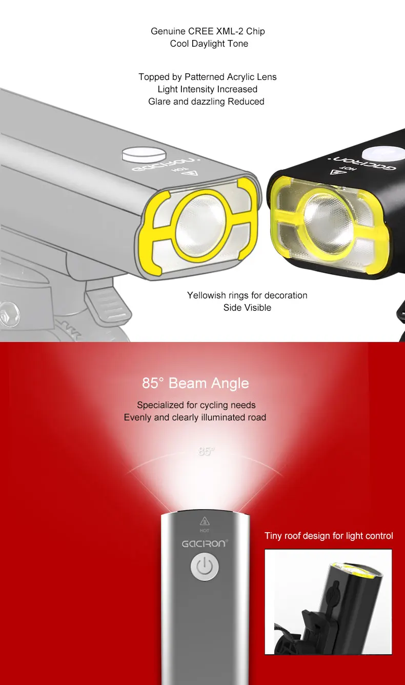 Cheap GACIRO V9C-400 Bicycle Headlight 400Lumens Bike Front Lighting Handlebar Quick Mount XPG LED Lamp 2500mAH Battery USB Charge 2 Cheap GACIRO V9C-400 Bicycle Headlight 400Lumens Bike Front Lighting Handlebar Quick Mount XPG LED Lamp 2500mAH Battery USB Charge 2