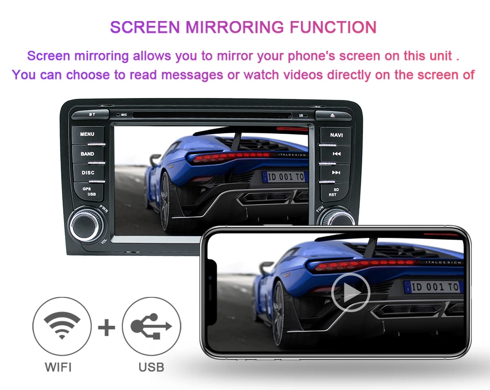 Discount Car DVD Player 2din Android 9.0 Head unit For Audi A3 8P S3 RS3 Radio 2003 2004 2005 2006 2007 2008 2009 20102011 Multimedia GPS 6