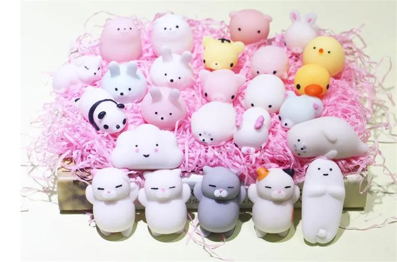 3D Soft Squishy Toys Cat Panda Chick Rabbit Unicorn Bear Stretchy Squeeze Relieve Stress Paste on Phone Case with Retail Package | Мобильные