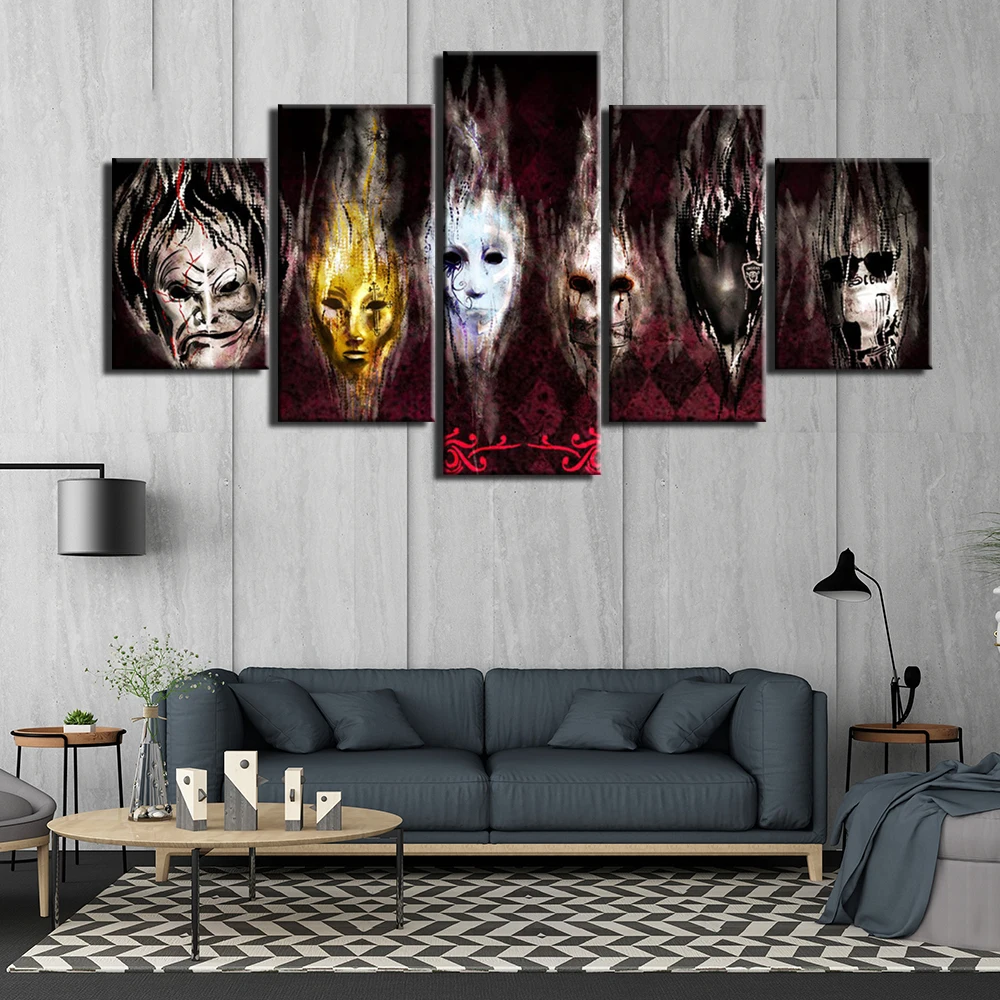 

5 Panels skull terror Wall Art Pictures Canvas Painting HD Prints and Posters for Living Room Home Decoration Giclee Artwork