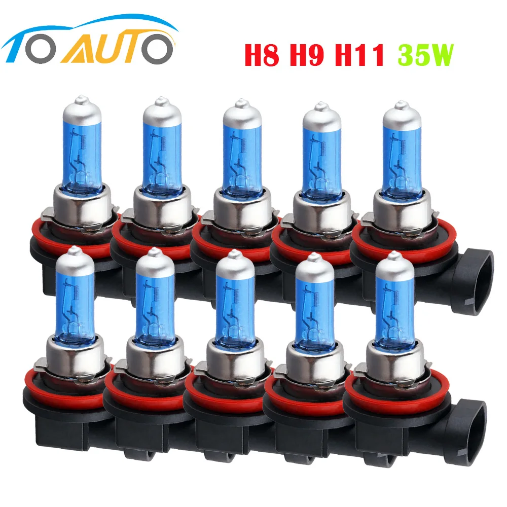 10pcs H8 Halogen Bulbs 12V 35W Car Headlight 5000k Auto Headlamp H8 ...