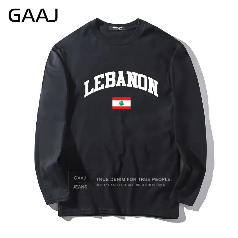 Футболка мужская GAAJ Lebanon Flag брендовая одежда мужская и женская унисекс с длинным рукавом мужская брендовая Футболка Slim Fit# B439M