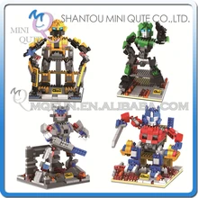 Full Set 4 pcs Mini Qute GEM Super hero robot Bumblebee plastic building blocks bricks cartoon