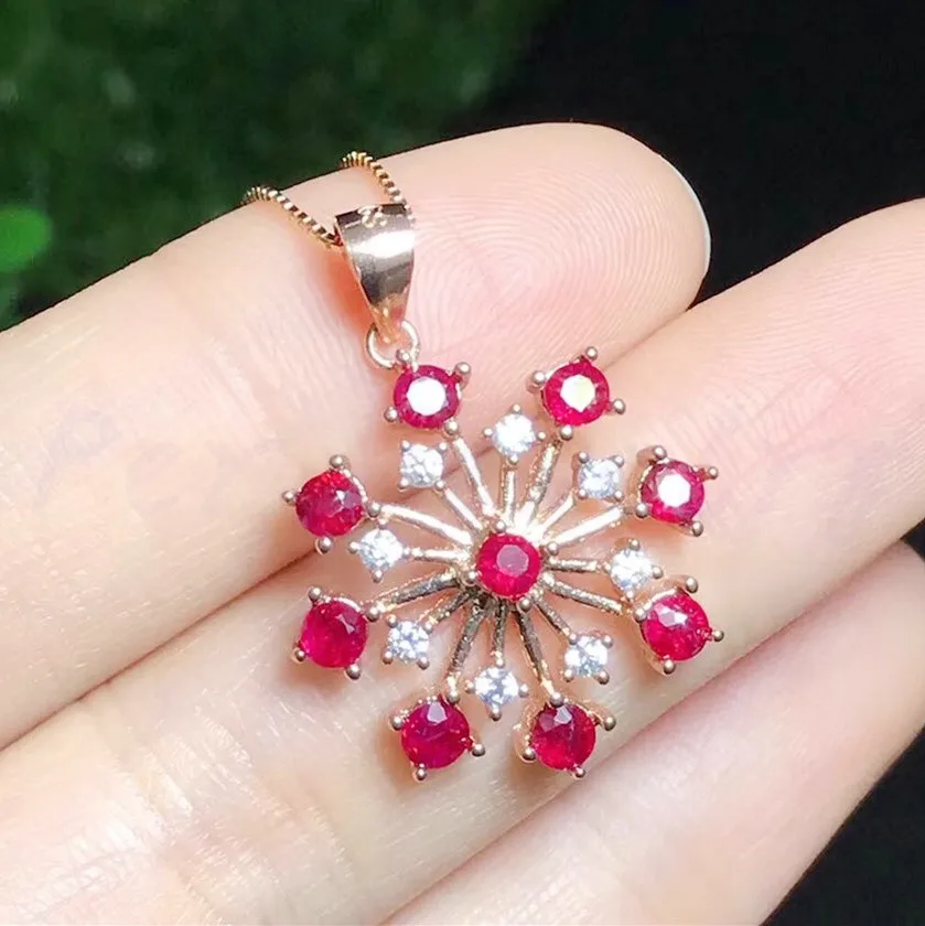 Ruby necklace pendant Free shipping 925 sterling silver Natural real