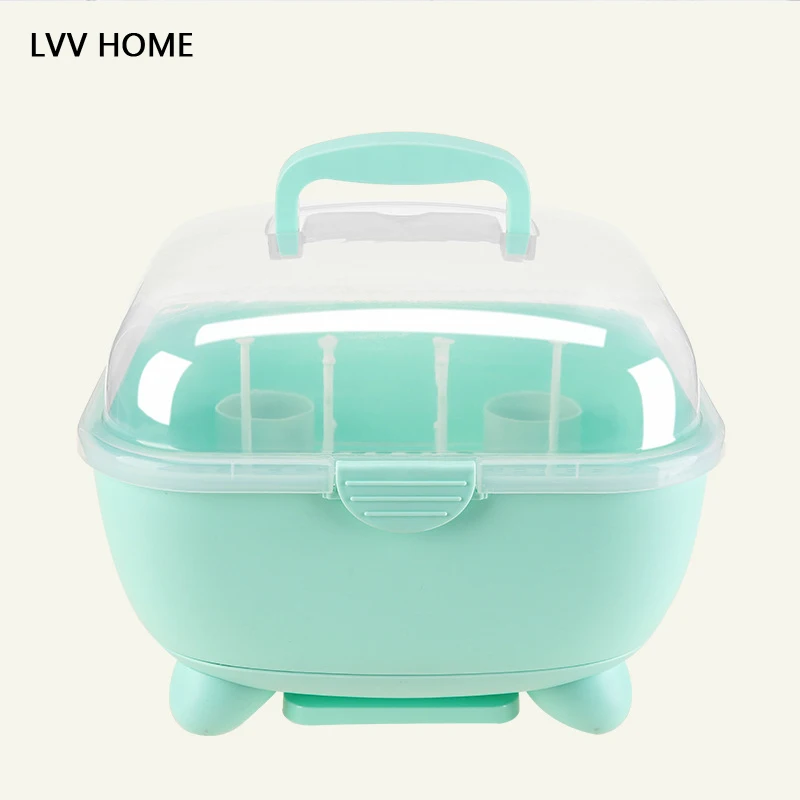 

LVV HOME Multifunction portable Baby bottle Storage Box/Baby tableware storage box Milk powder bottle rack With dust cover