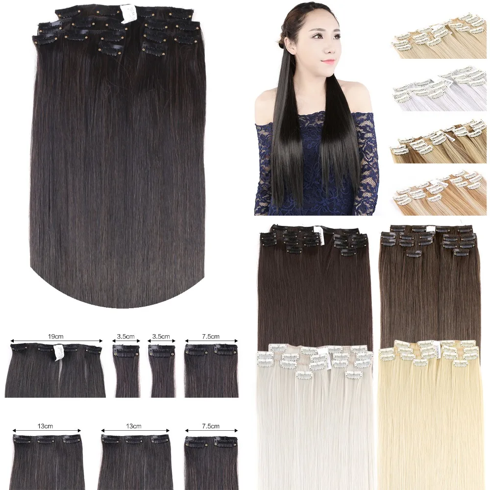 

Neitsi 22'' 7Pcs/Set Straight Clip in Synthetic Hair Extensions 2#