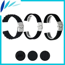 Silicone Rubber Watch Band 18mm 20mm 22mm 24mm Universal Watchband Stainless Steel Safety Clasp Strap Wrist
