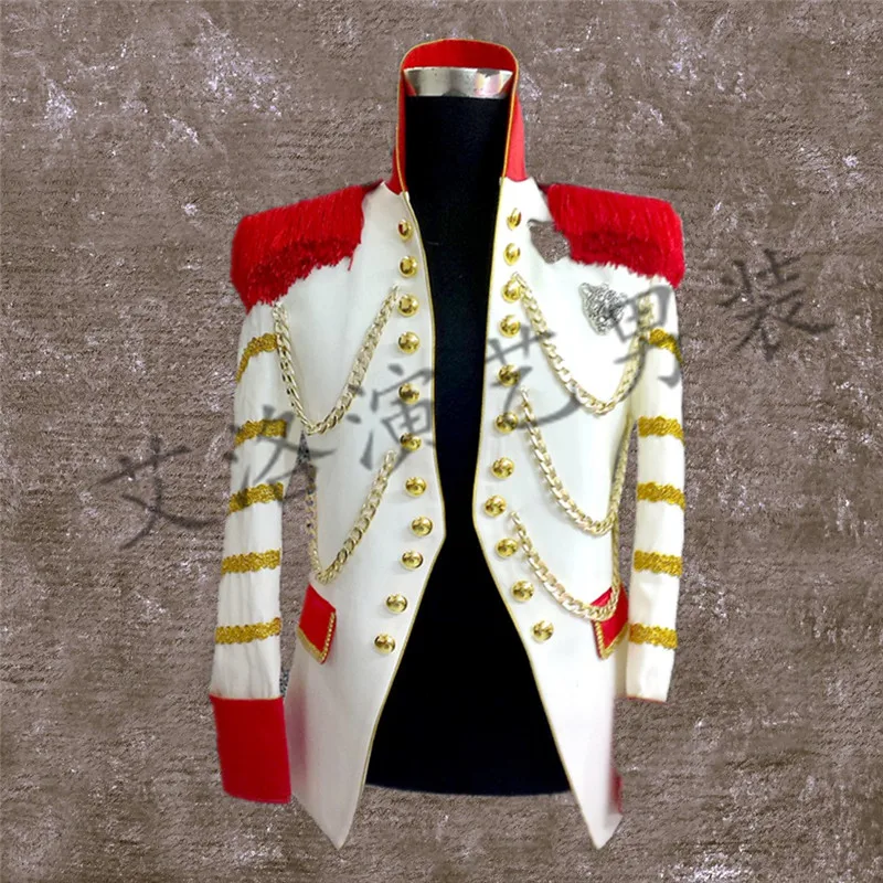 XS XXXL New 2018 Men's red palace tassel suit nightclub ...